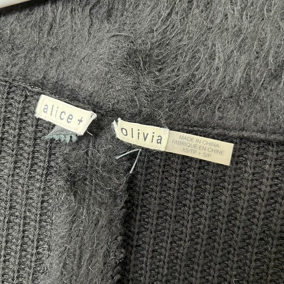 Alice + Olivia Cardigan Sweater Vest Women’s XS Black Draped Sleeveless Layering - Picture 10 of 10